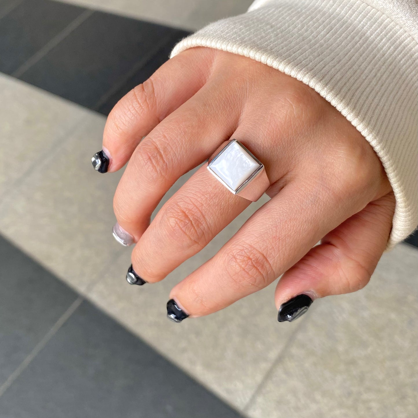Silver925 square ring 8