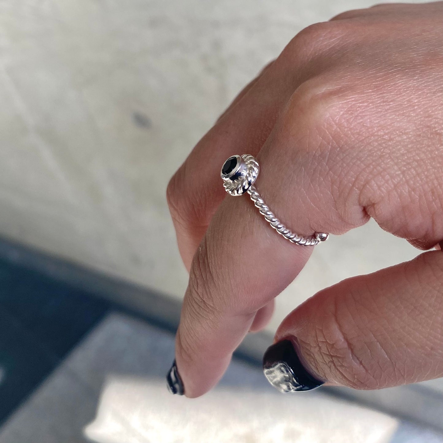 Silver925 petit ring〈brown/black〉