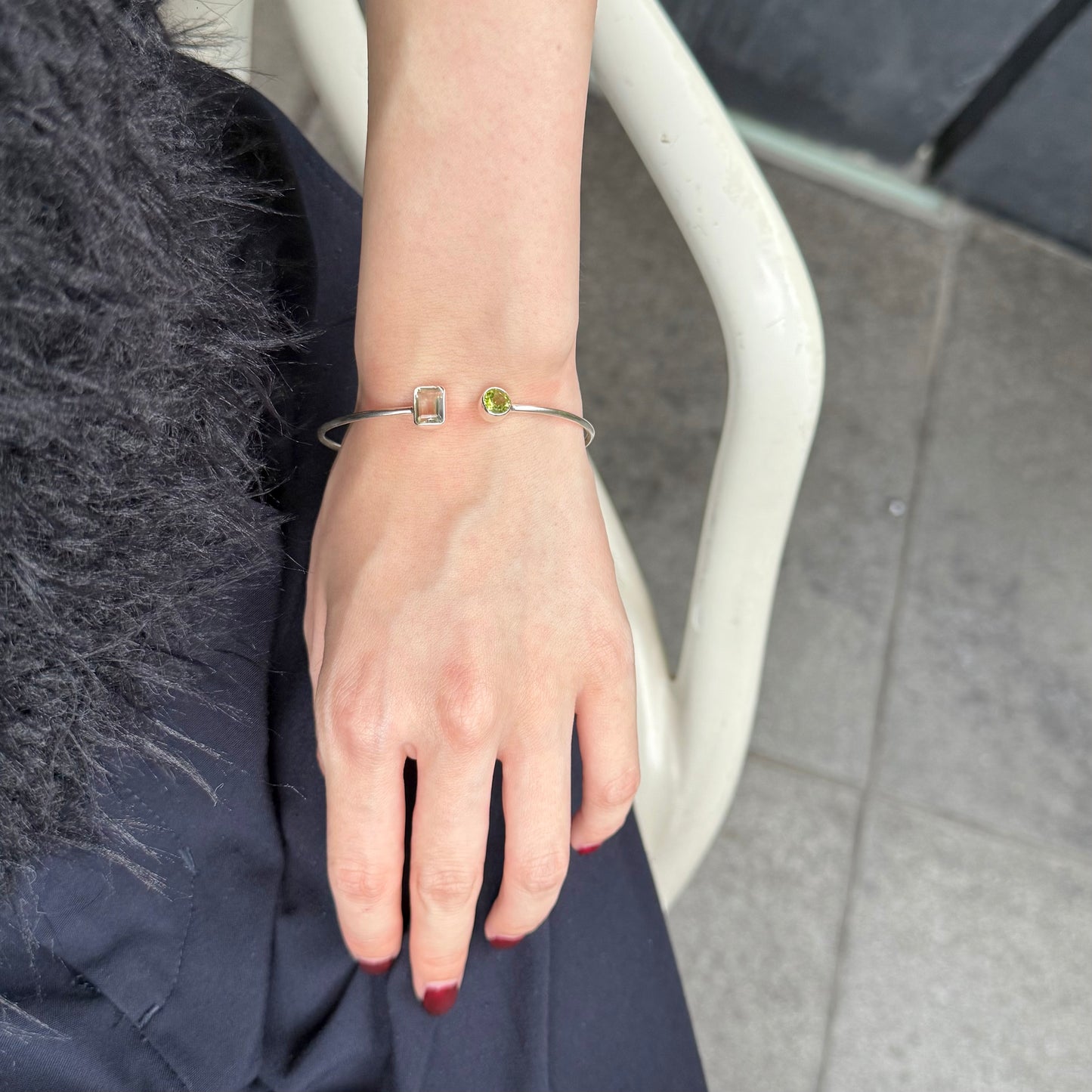 Silver925 2stone bangle 1