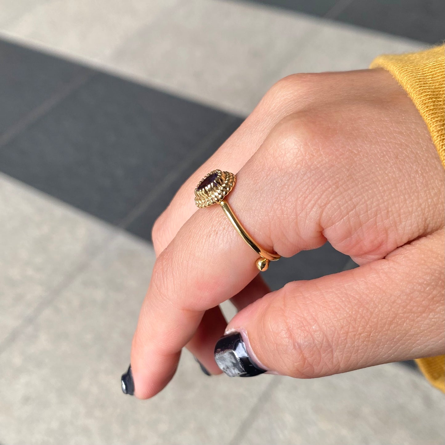 Brass petit ring〈blue〉