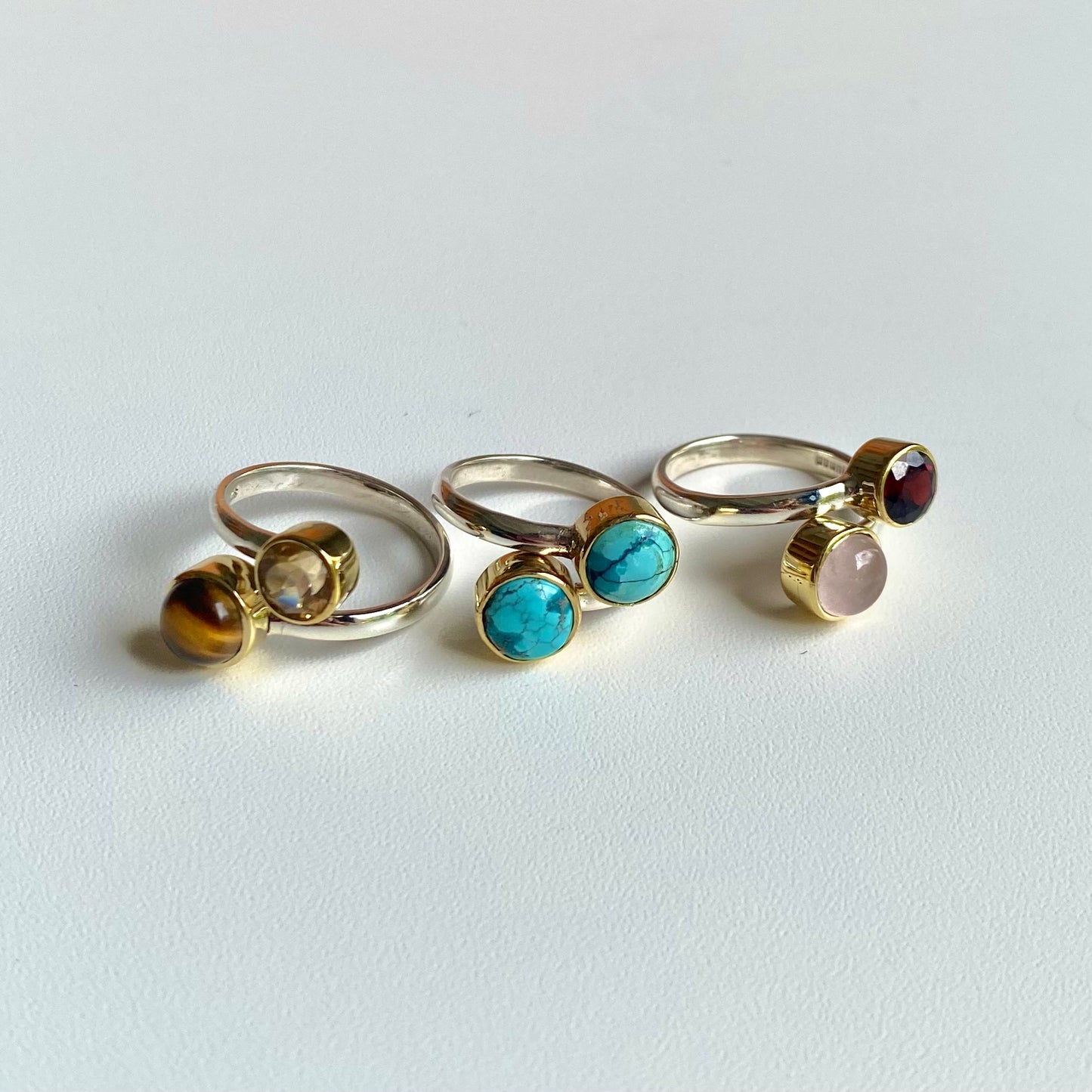 Silver925×Brass 2stone ring