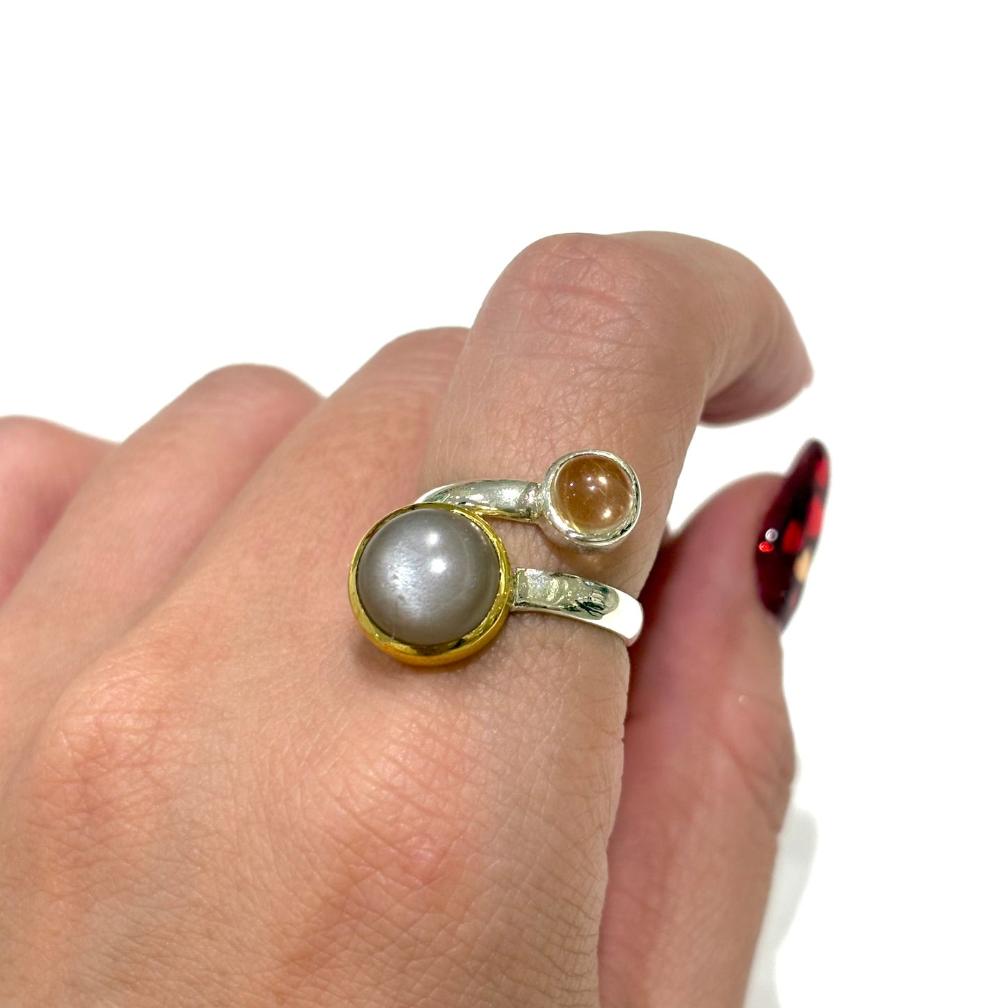 Silver925×Brass 2stone ring 22