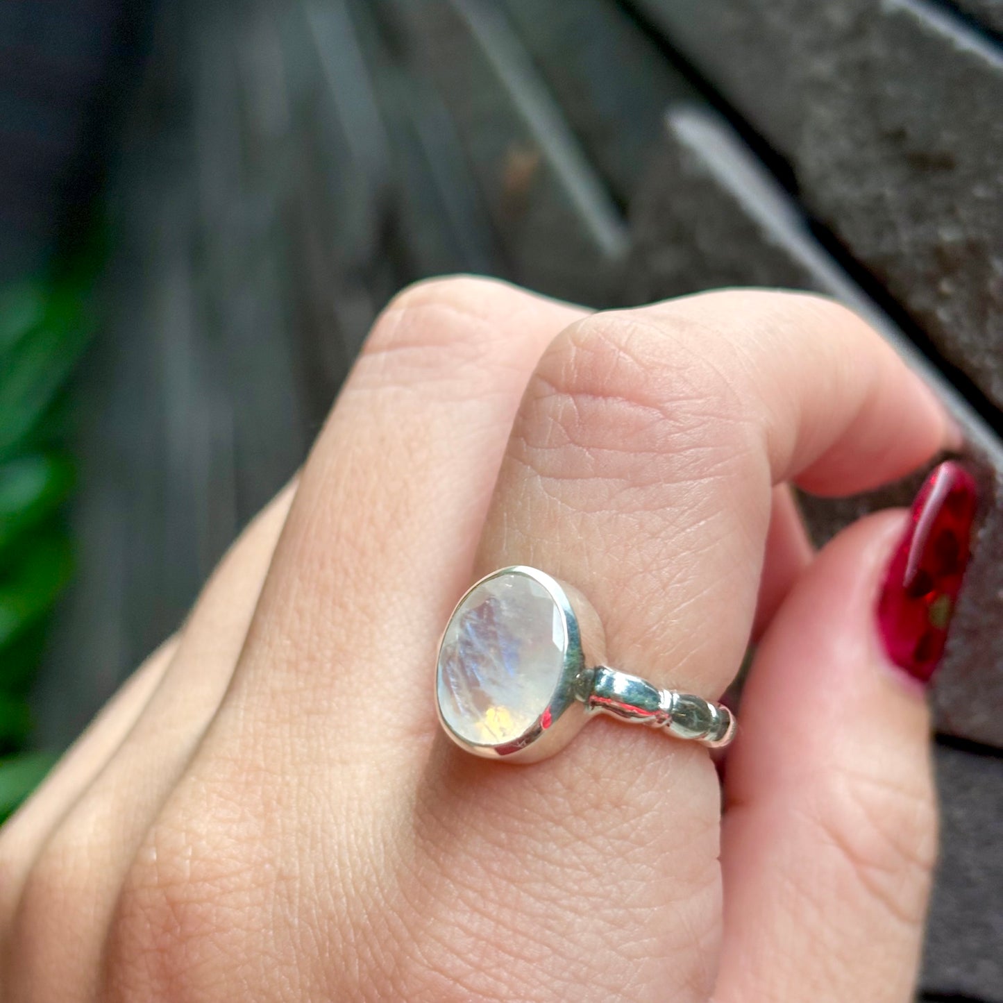 Rainbow Moonstone ring 1