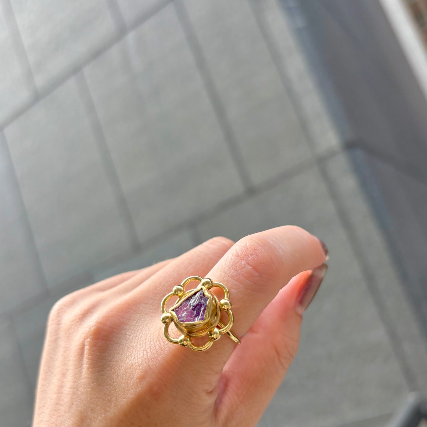 Brass flower design ring
