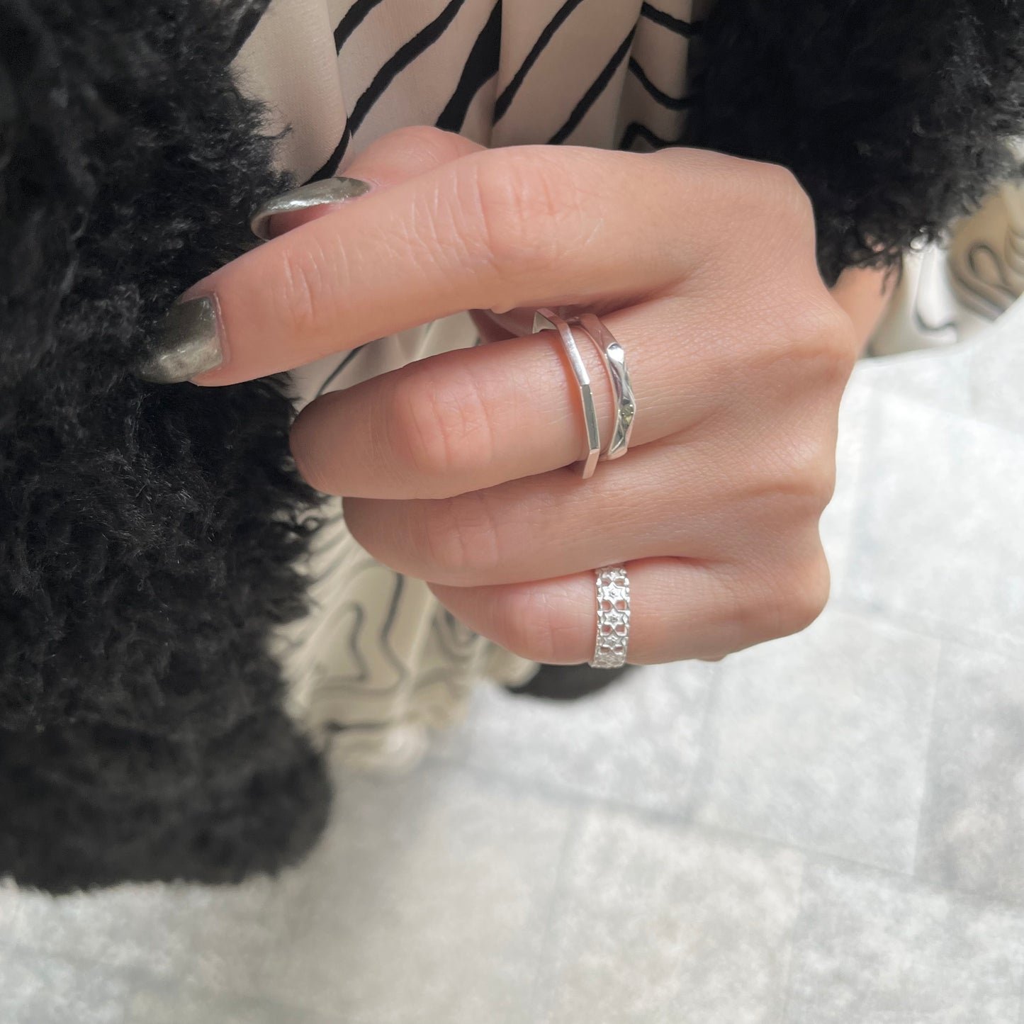 Silver925 star plain ring 2