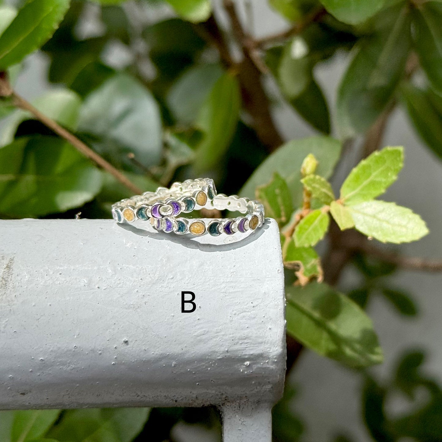 Moon enamel ring