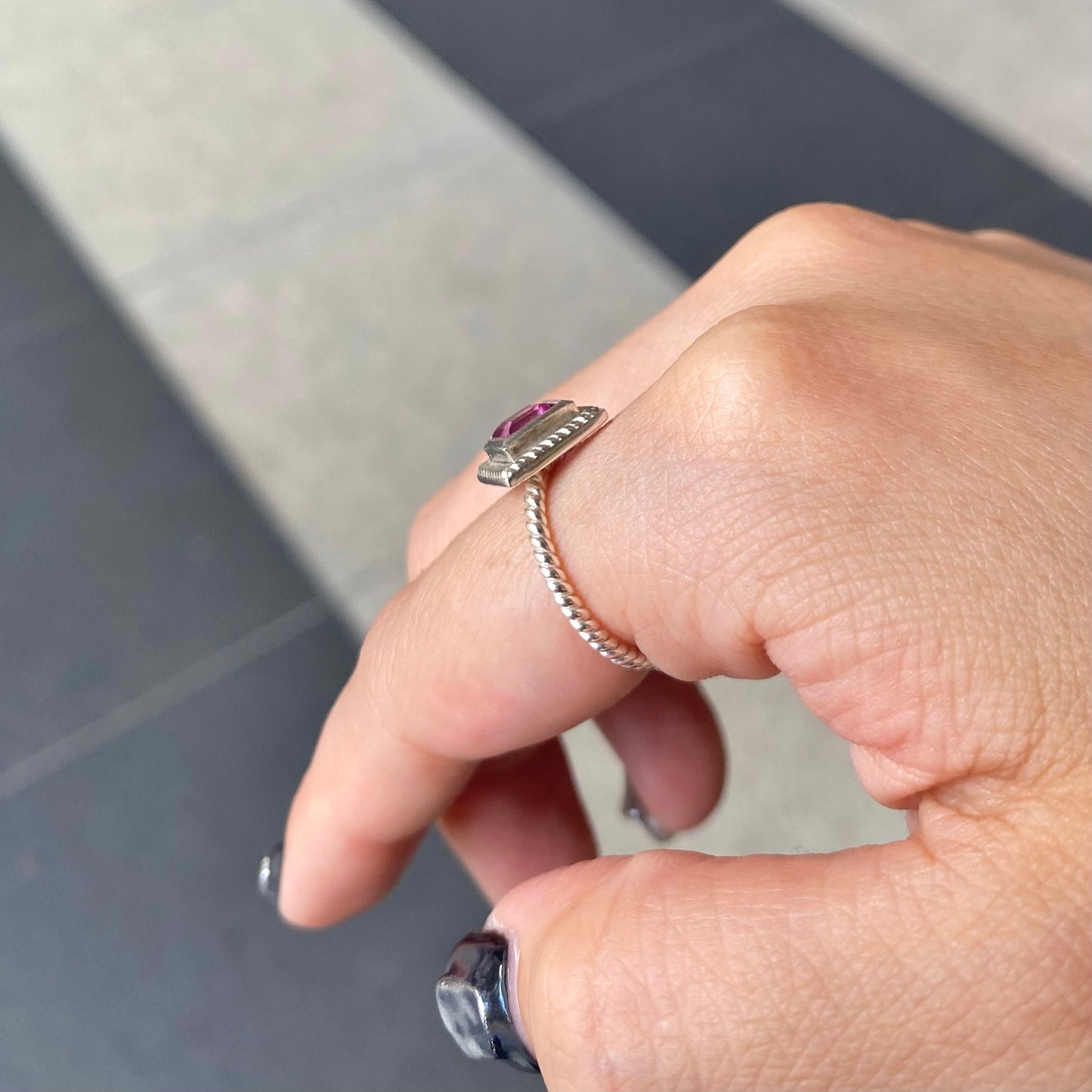 Silver925 petit ring〈pink〉