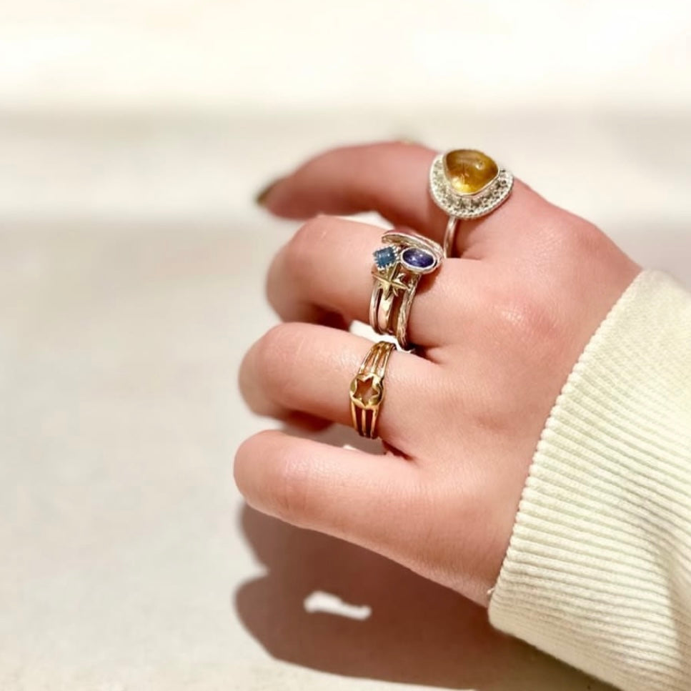 Brass star plain ring 7