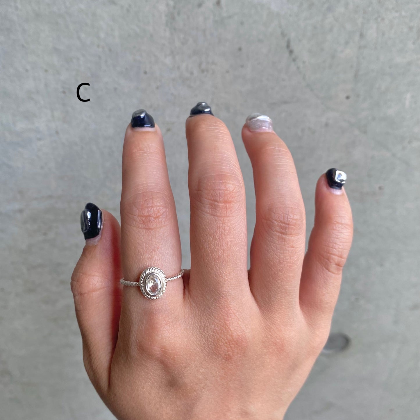 Silver925 petit ring〈white/clear〉