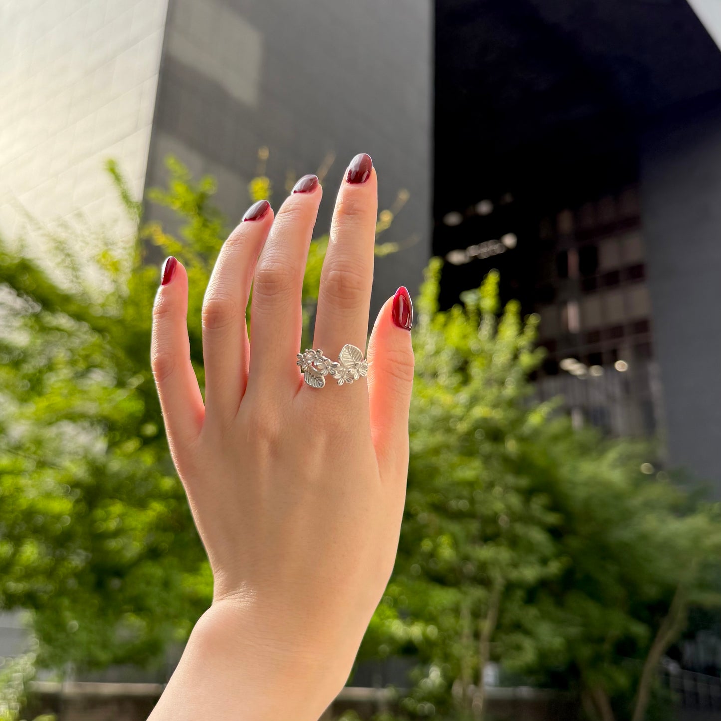 Flower plain ring 28