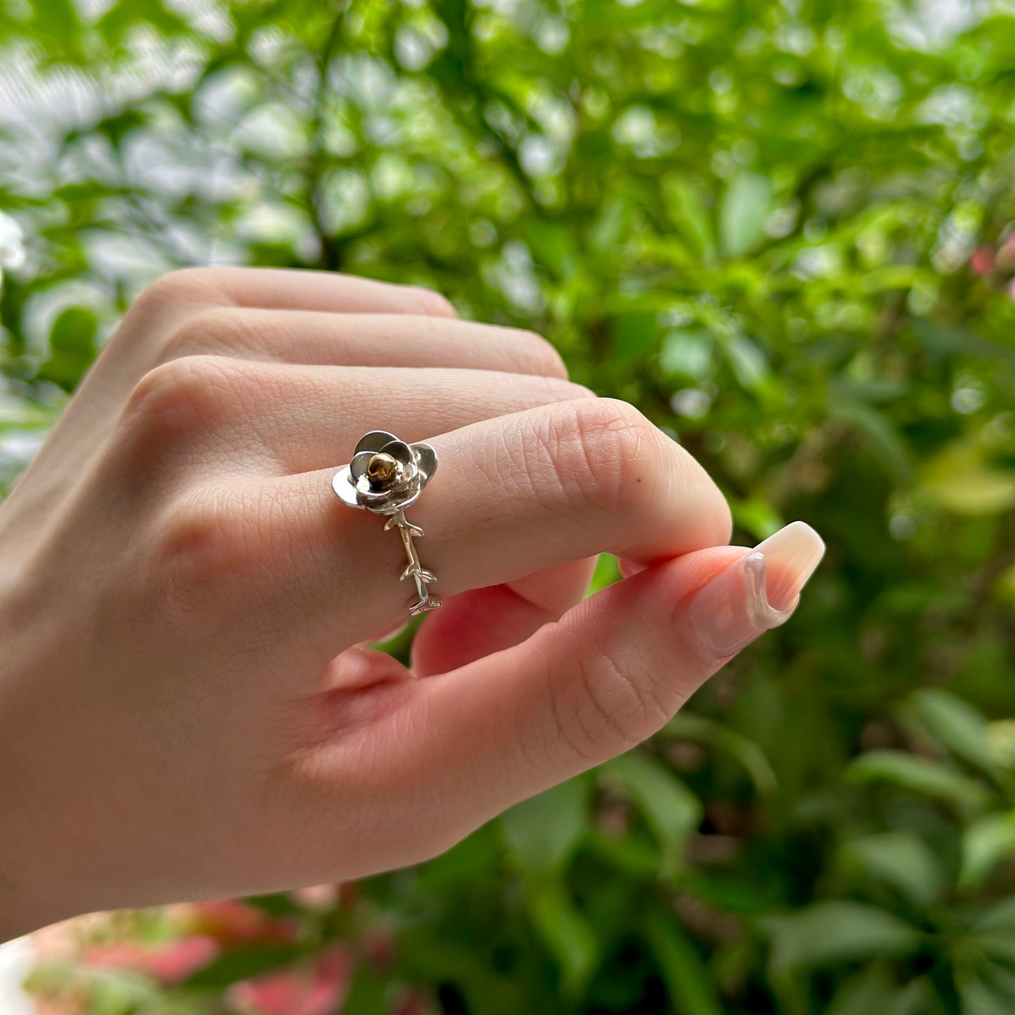 Flower plain ring 3