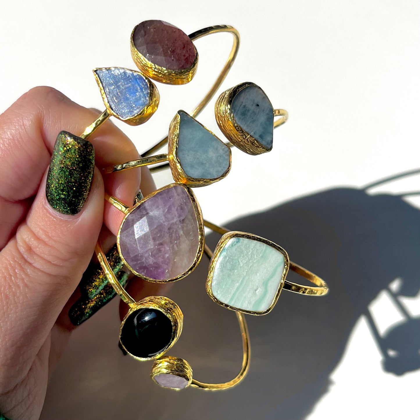 Brass 2stone bangle