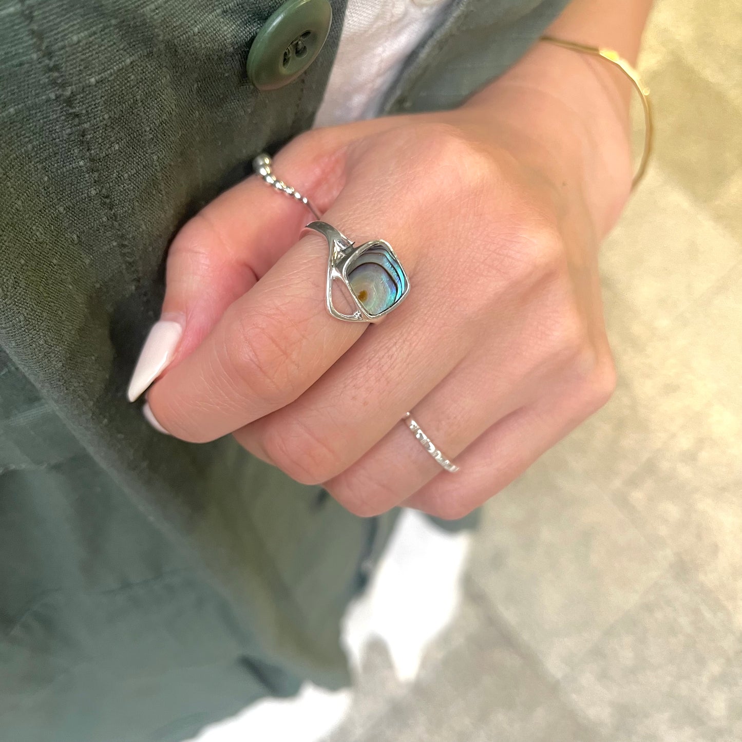 Abalone shell ring 3