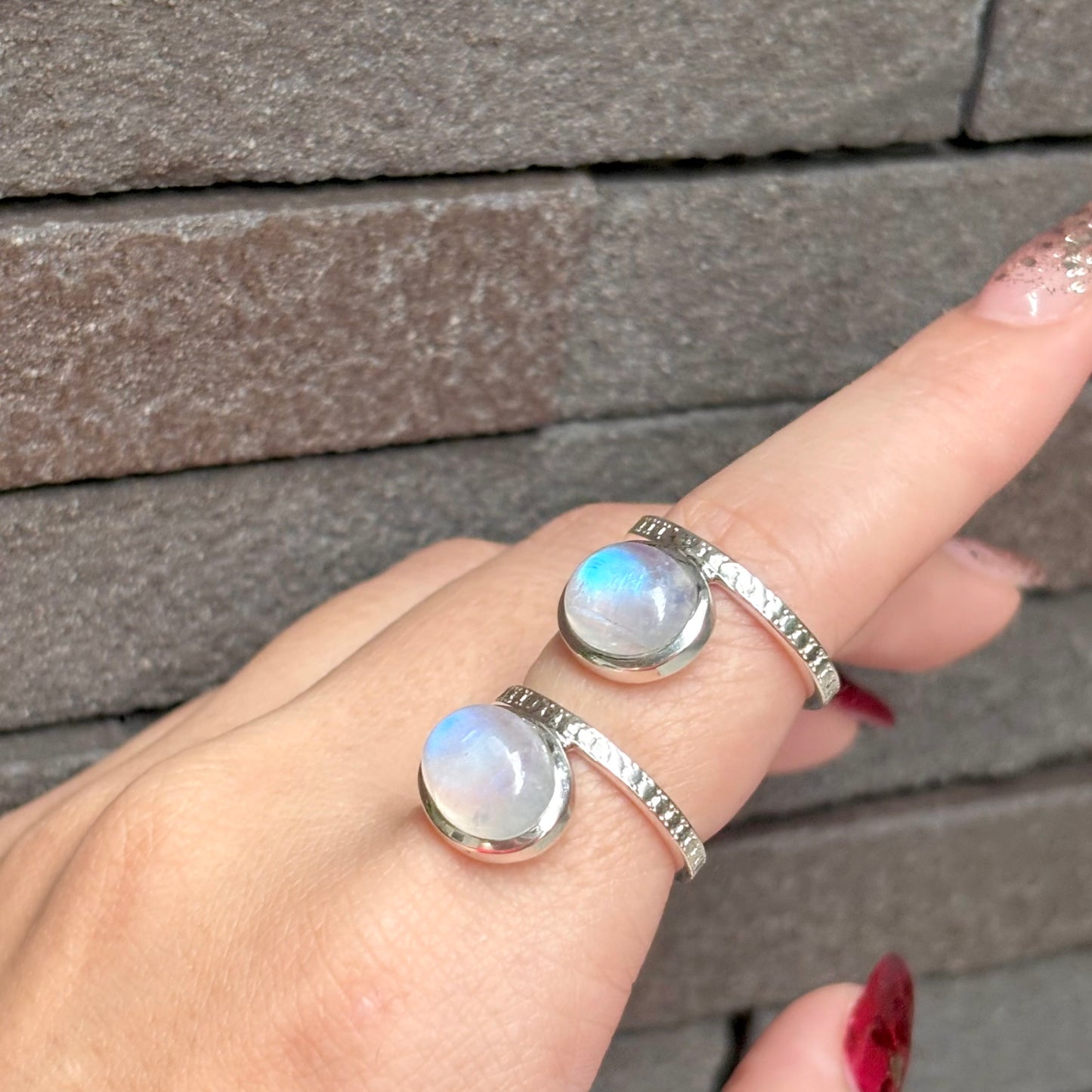 Rainbow Moonstone ring 2