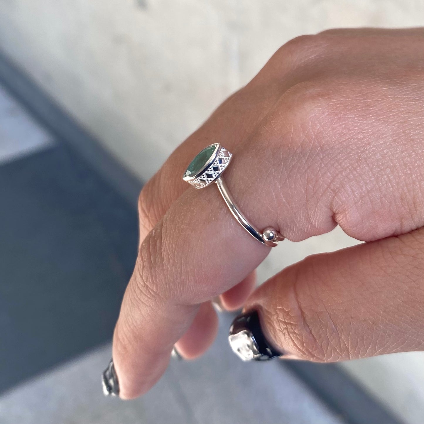 Silver925 petit ring〈green〉