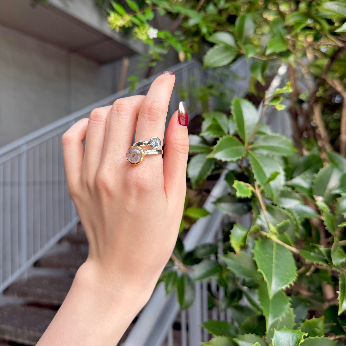 Silver925×Brass 2stone ring 20