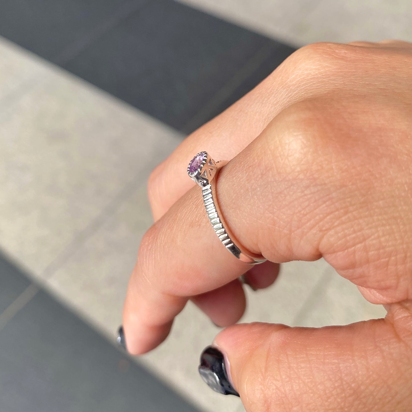 Silver925 petit ring〈red/purple〉