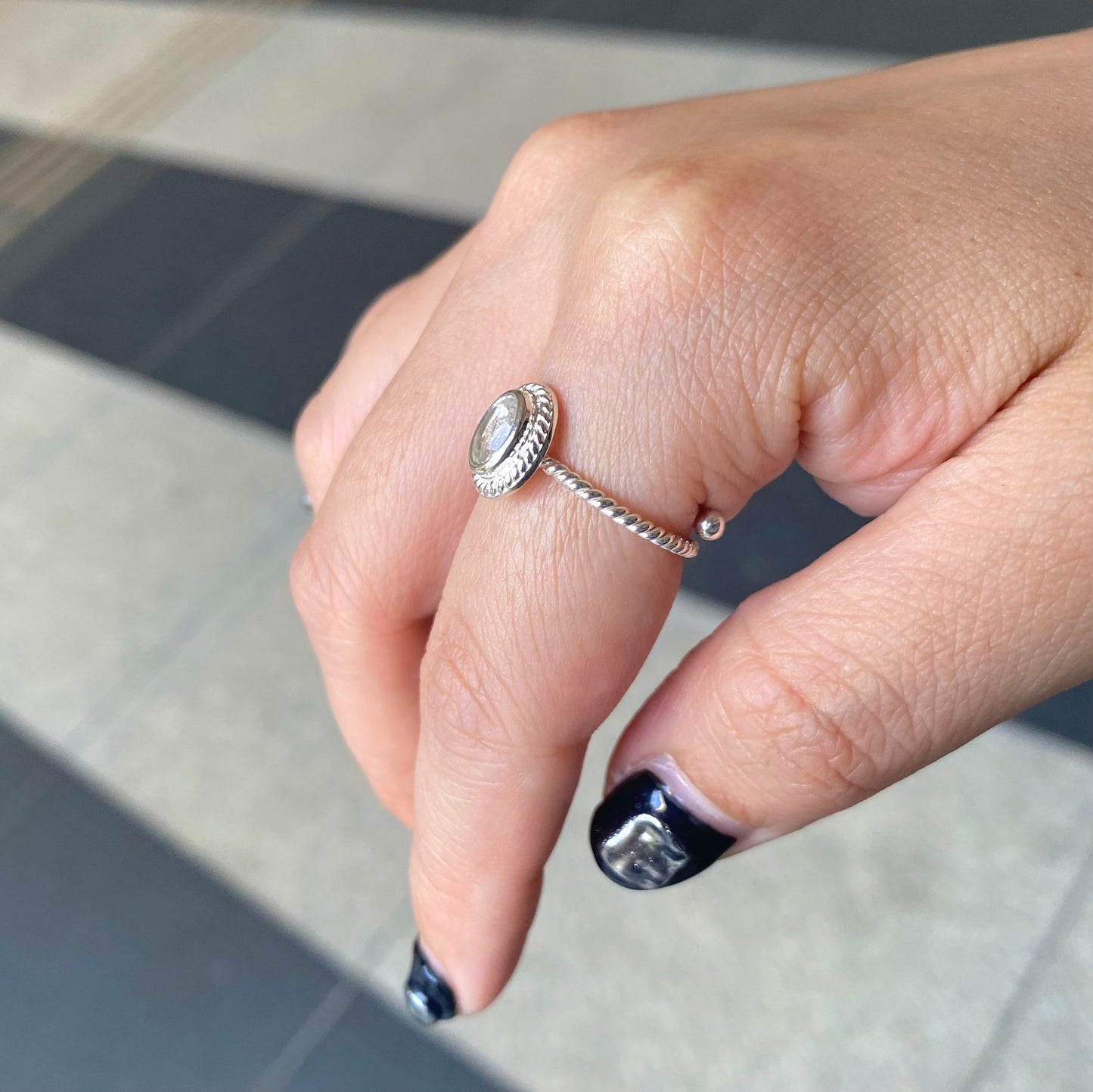 Silver925 petit ring〈white/clear〉
