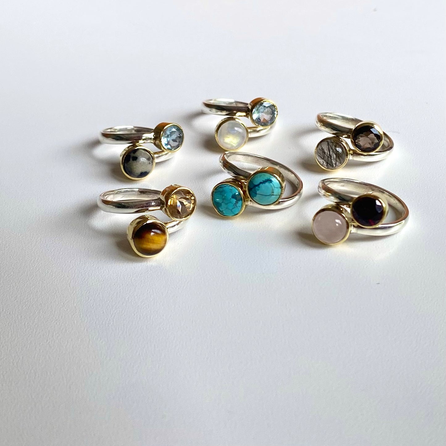 Silver925×Brass 2stone ring