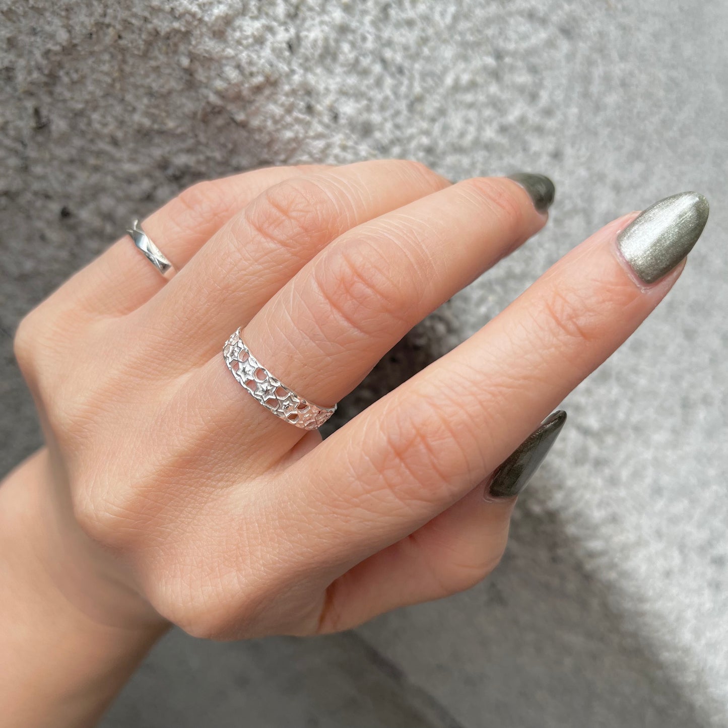 Silver925 star plain ring 2