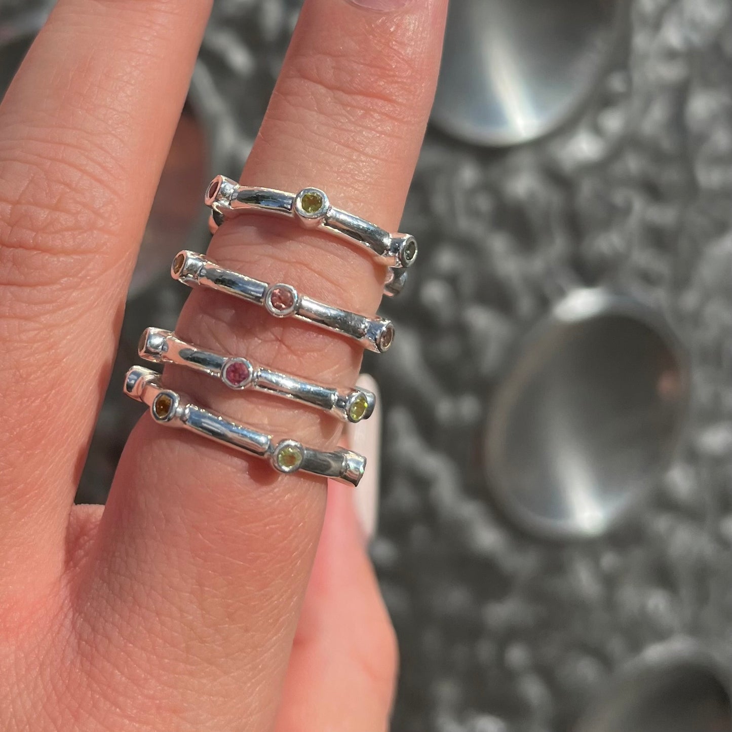Multi tourmaline ring