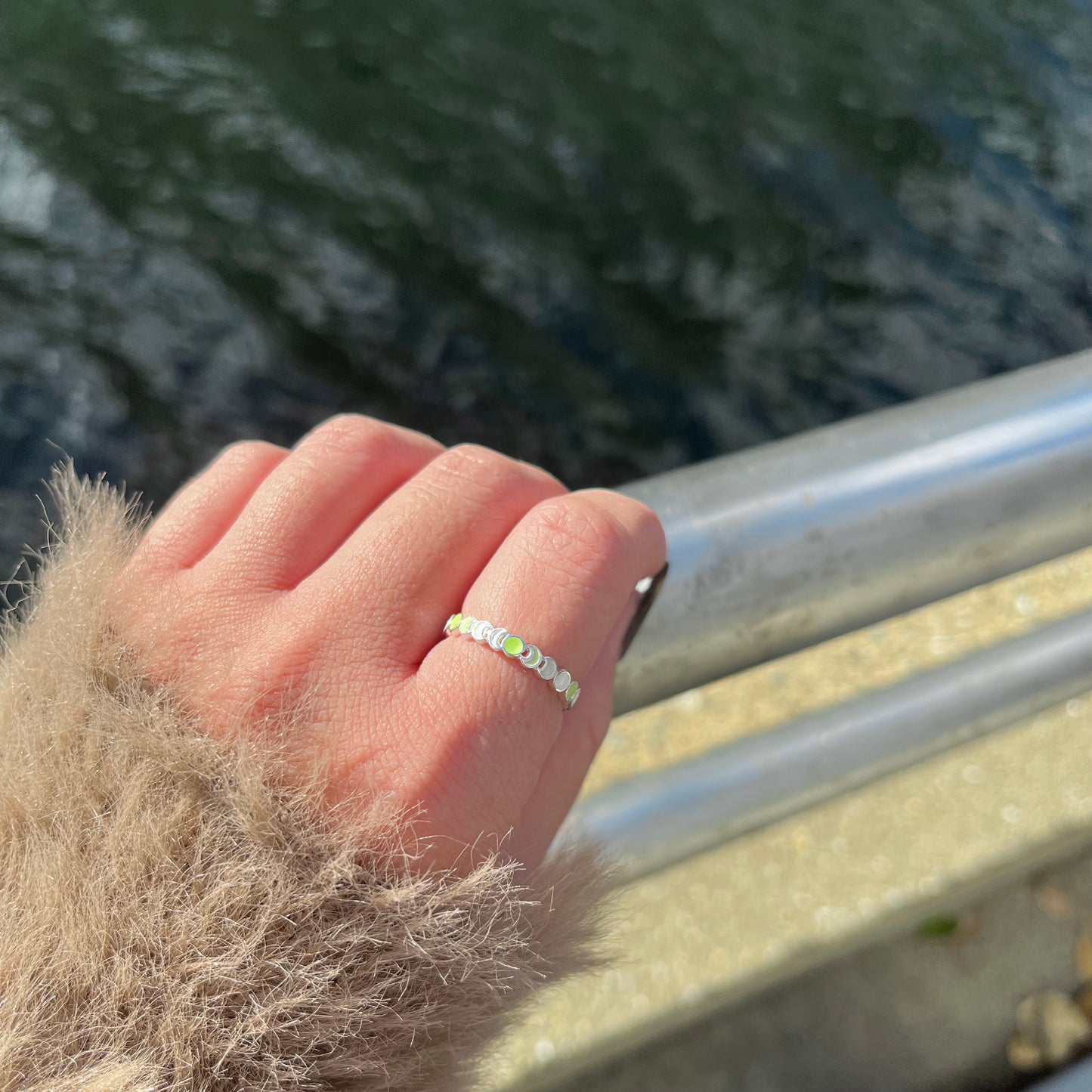 Moon enamel ring