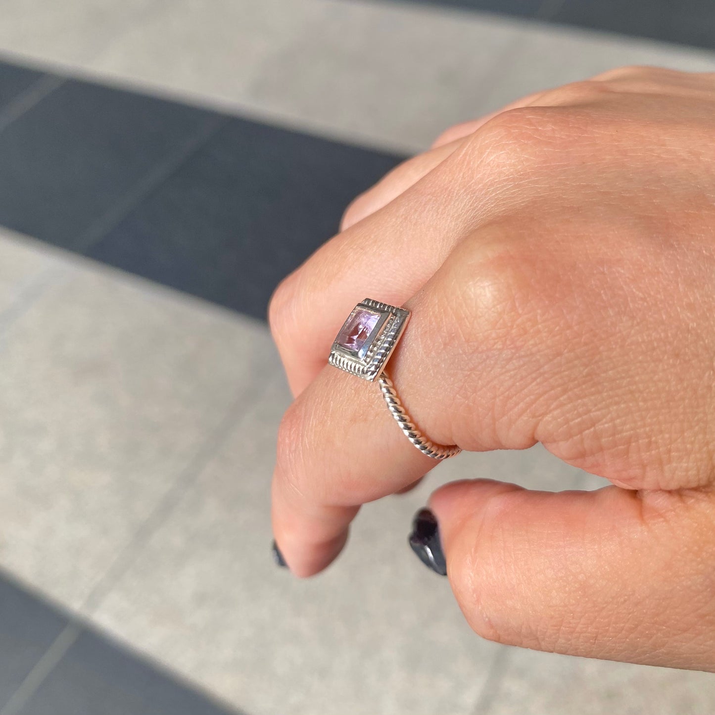 Silver925 petit ring〈red/purple〉