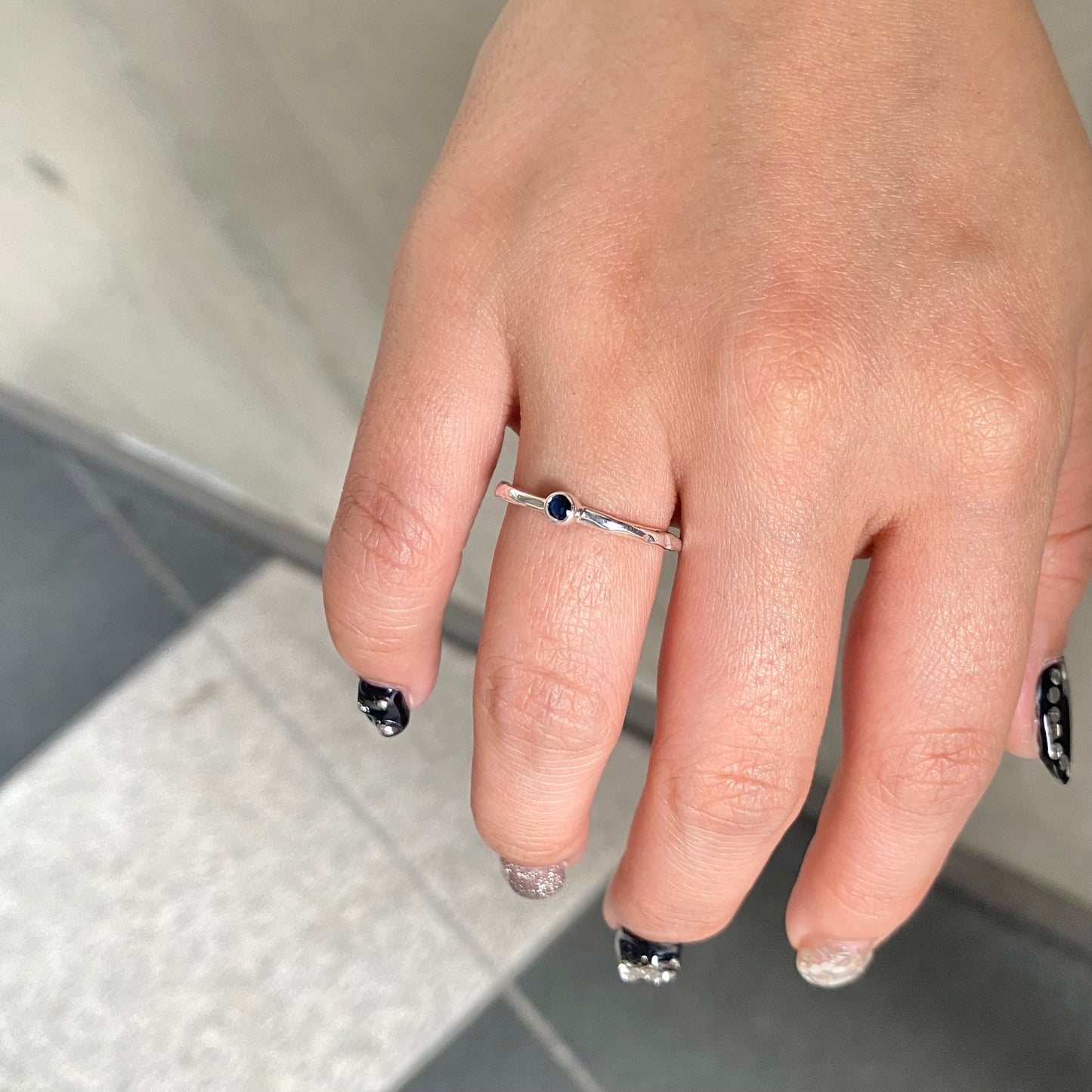 Silver925 petit ring 〈Hexagon〉
