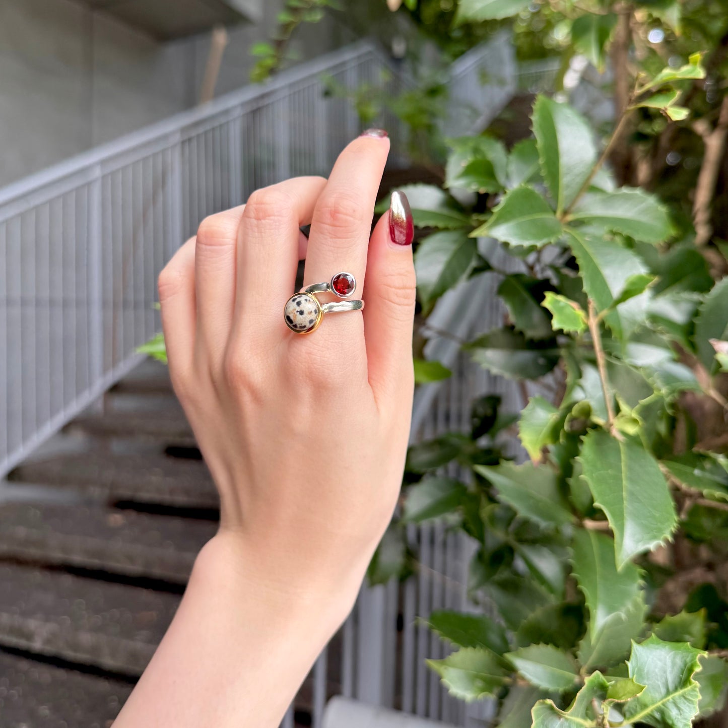 Silver925×Brass 2stone ring 20