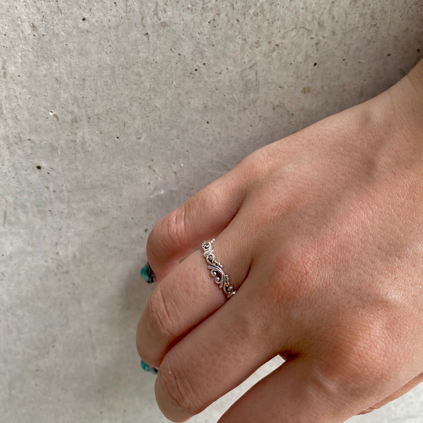 【poco】Silver925×18K plain ring 2