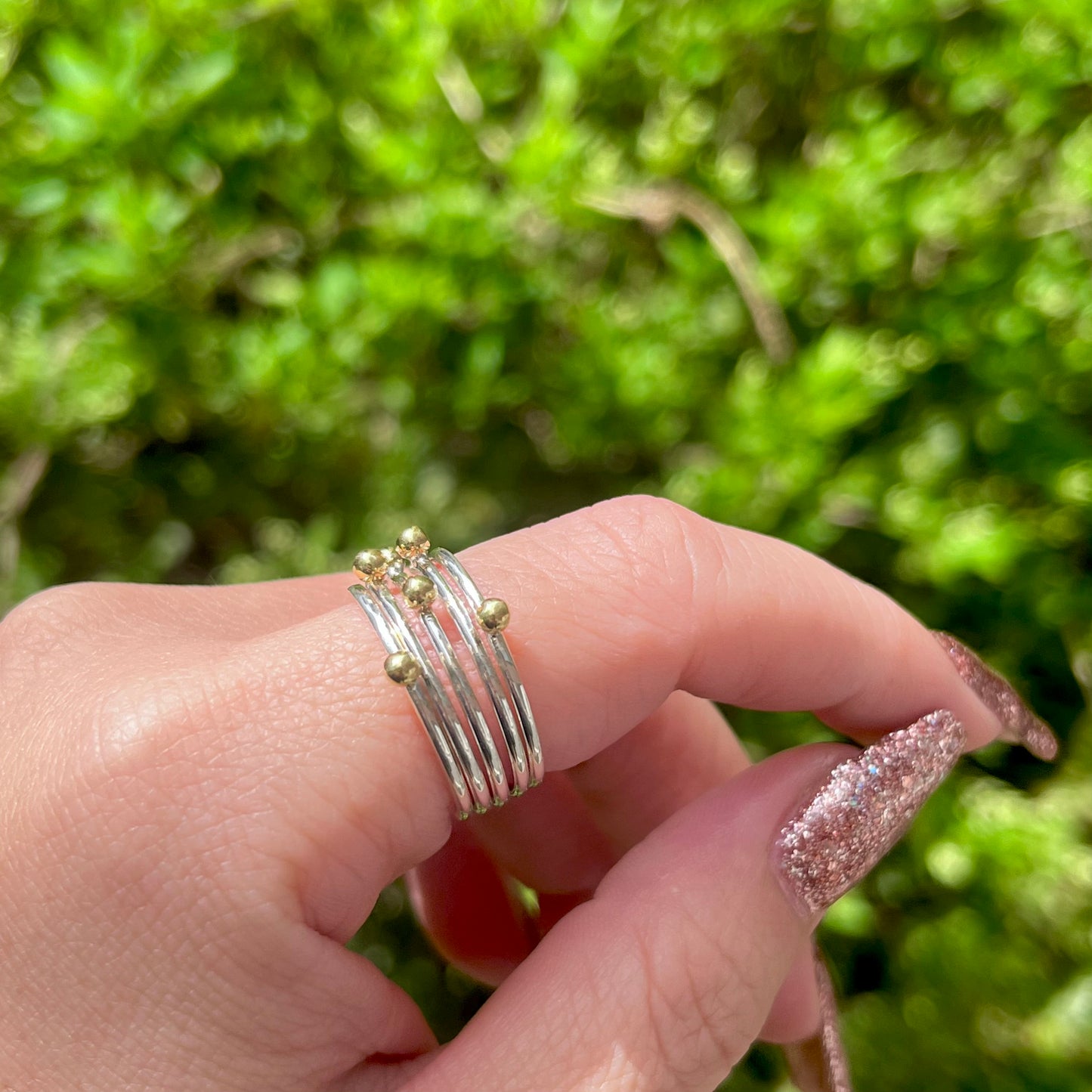 Silver925×Brass plain ring 〈Ball〉4