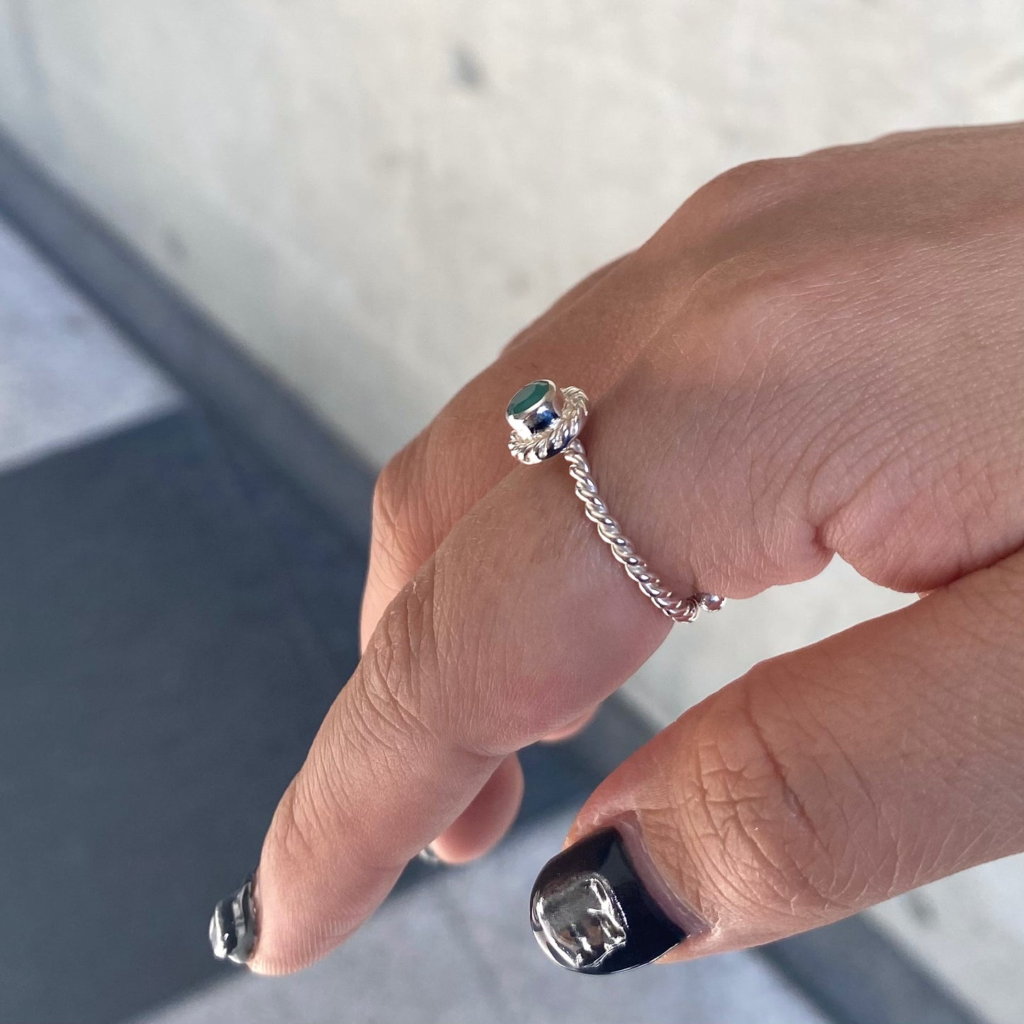 Silver925 petit ring〈green〉