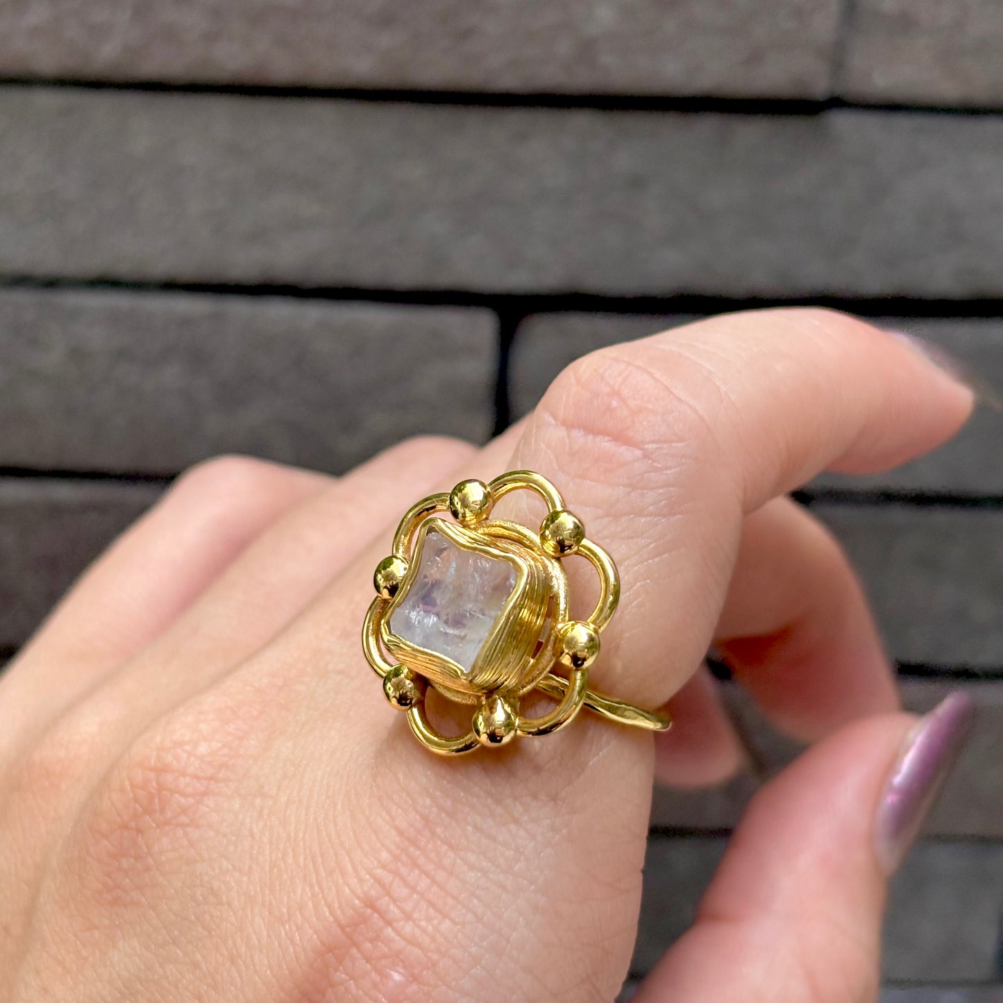Brass flower design ring