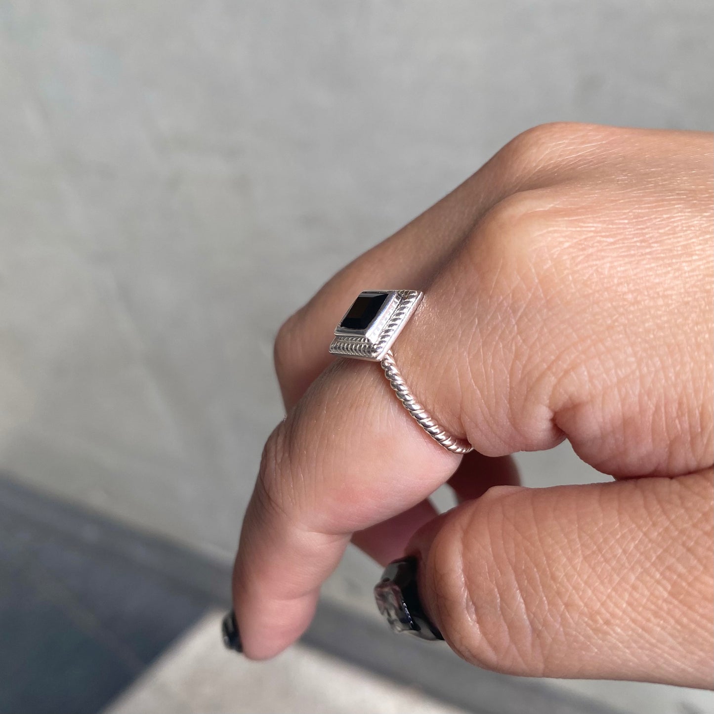 Silver925 petit ring〈brown/black〉