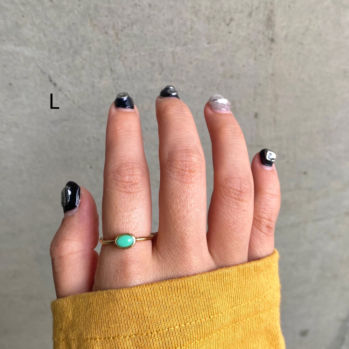 Brass petit ring〈green〉