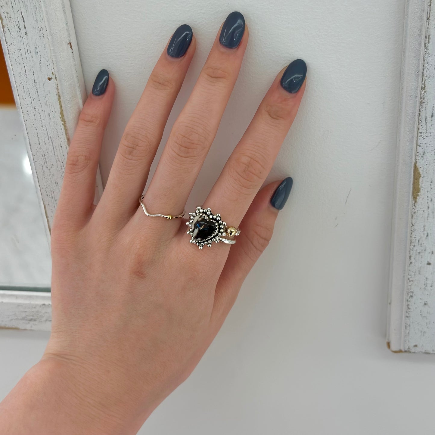 Silver925×Brass plain ring 〈Ball〉7