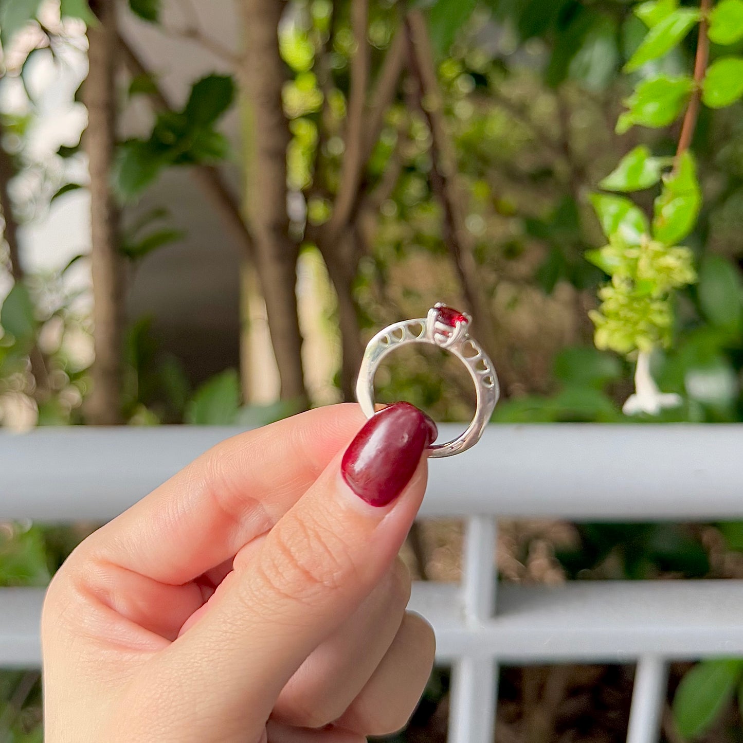 Heart design ring 〈Garnet〉