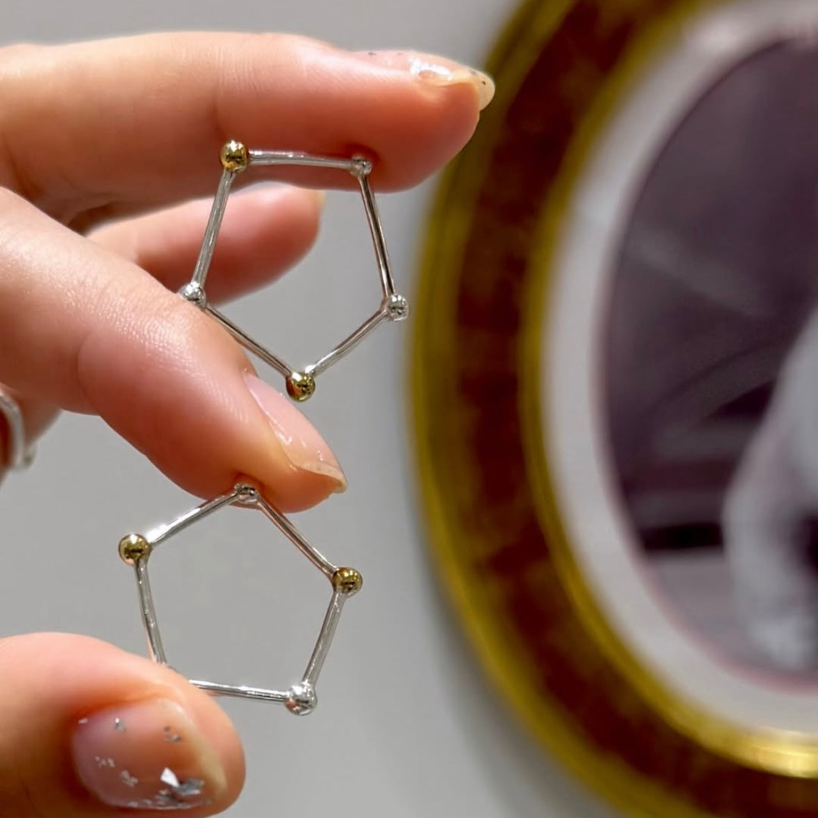 Silver925×Brass plain ring 〈Pentagon〉