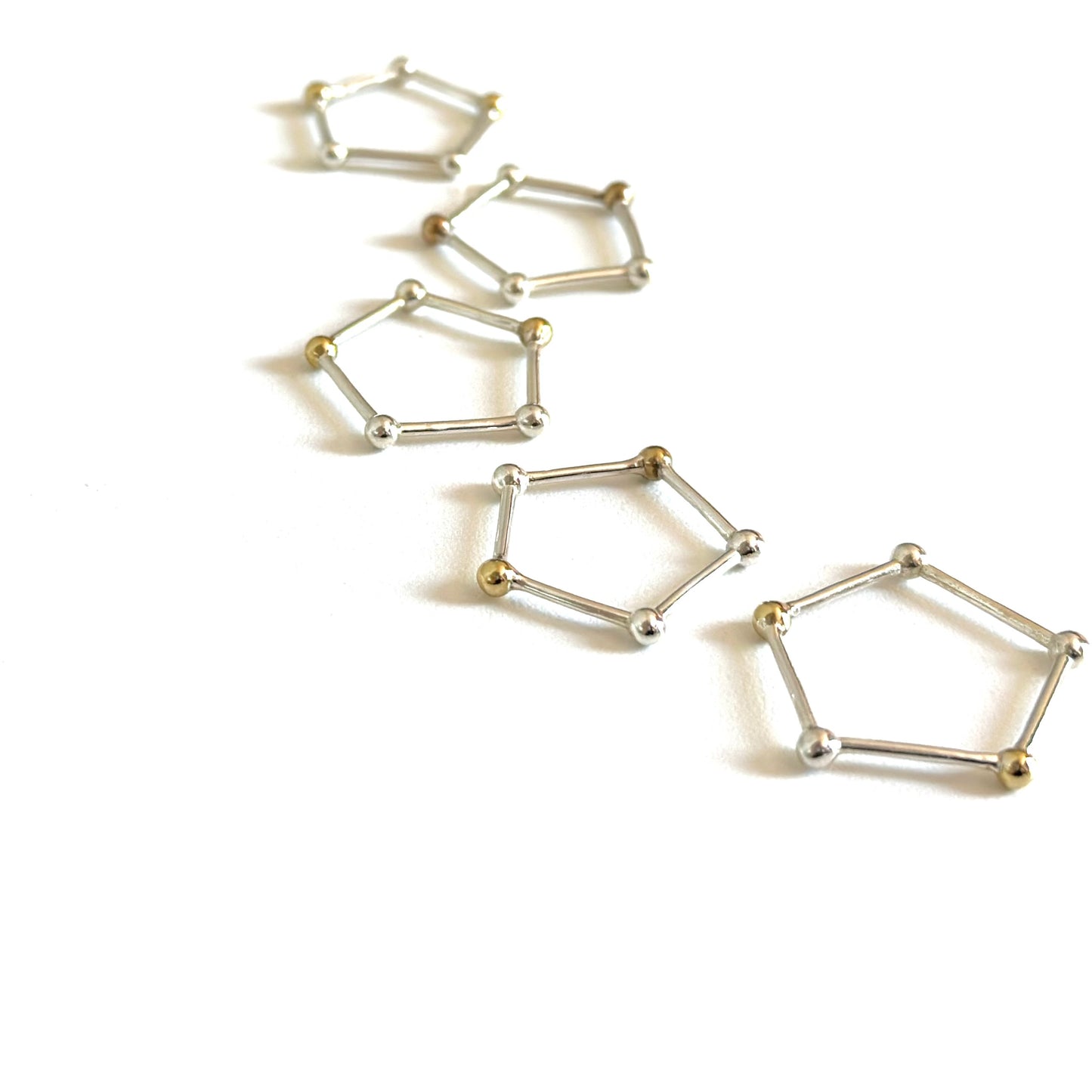 Silver925×Brass plain ring 〈Pentagon〉