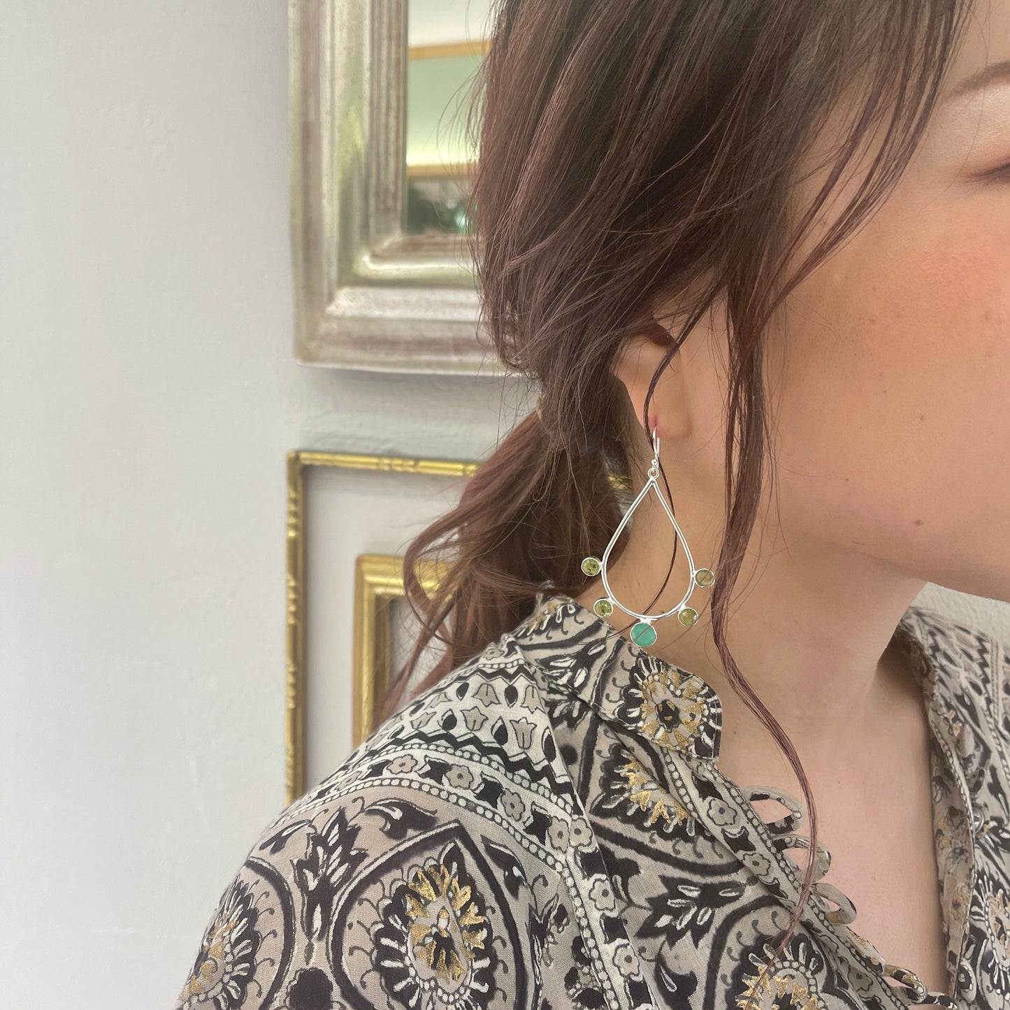 Silver925 Tear drop 5stone pierce