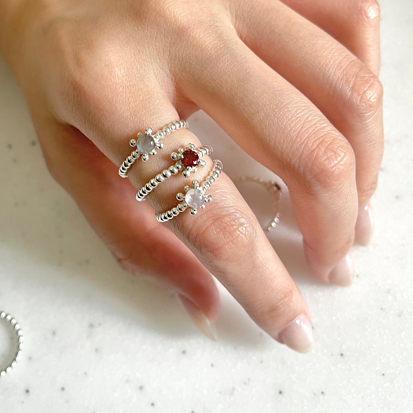 Silver925 1stone tsubu ring