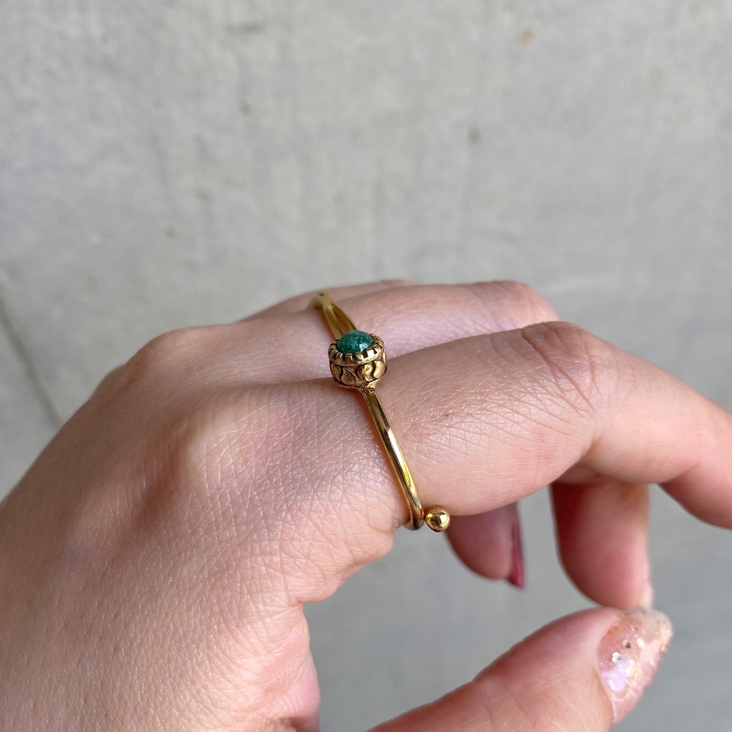 Brass petit ring〈green〉