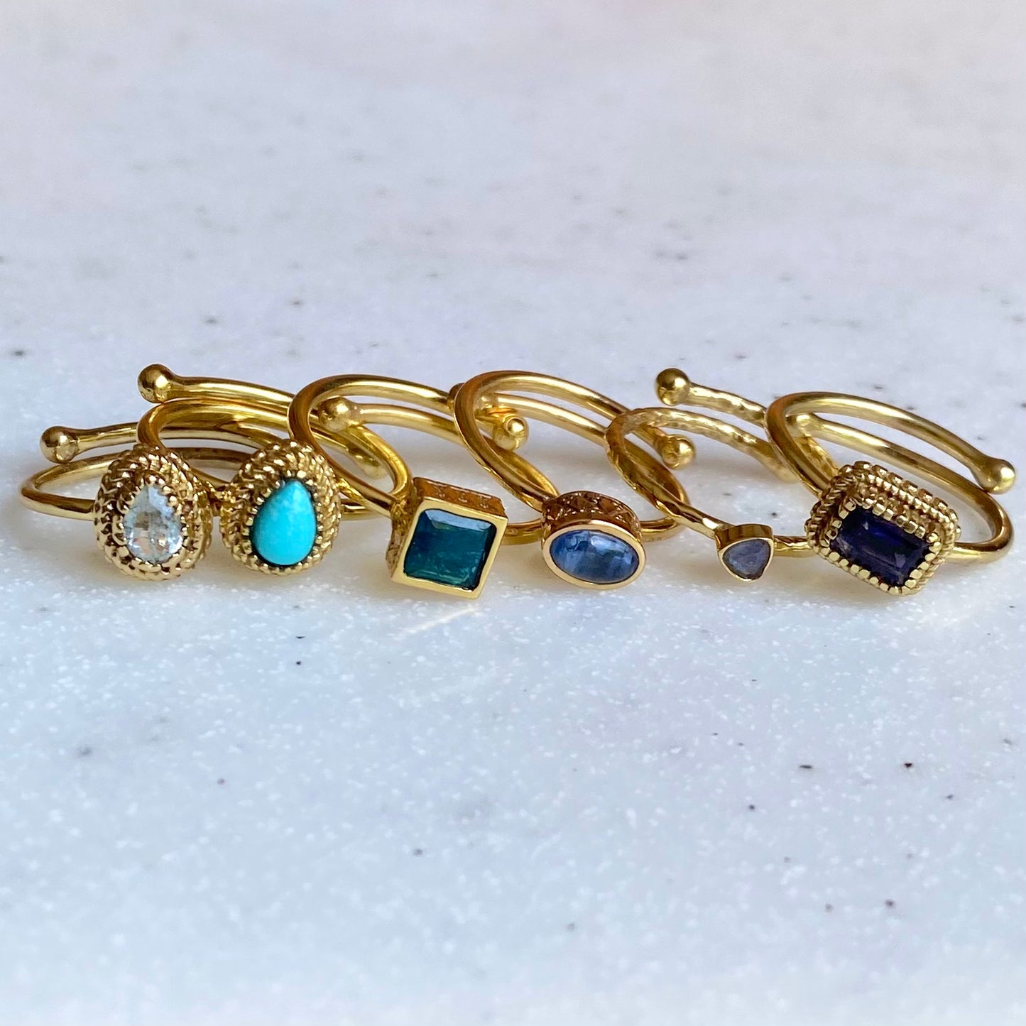 Brass petit ring〈blue1〉