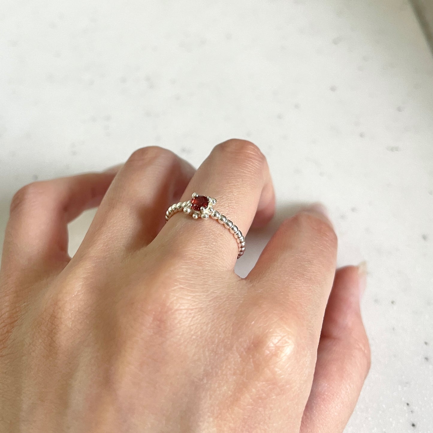 Silver925 1stone tsubu ring
