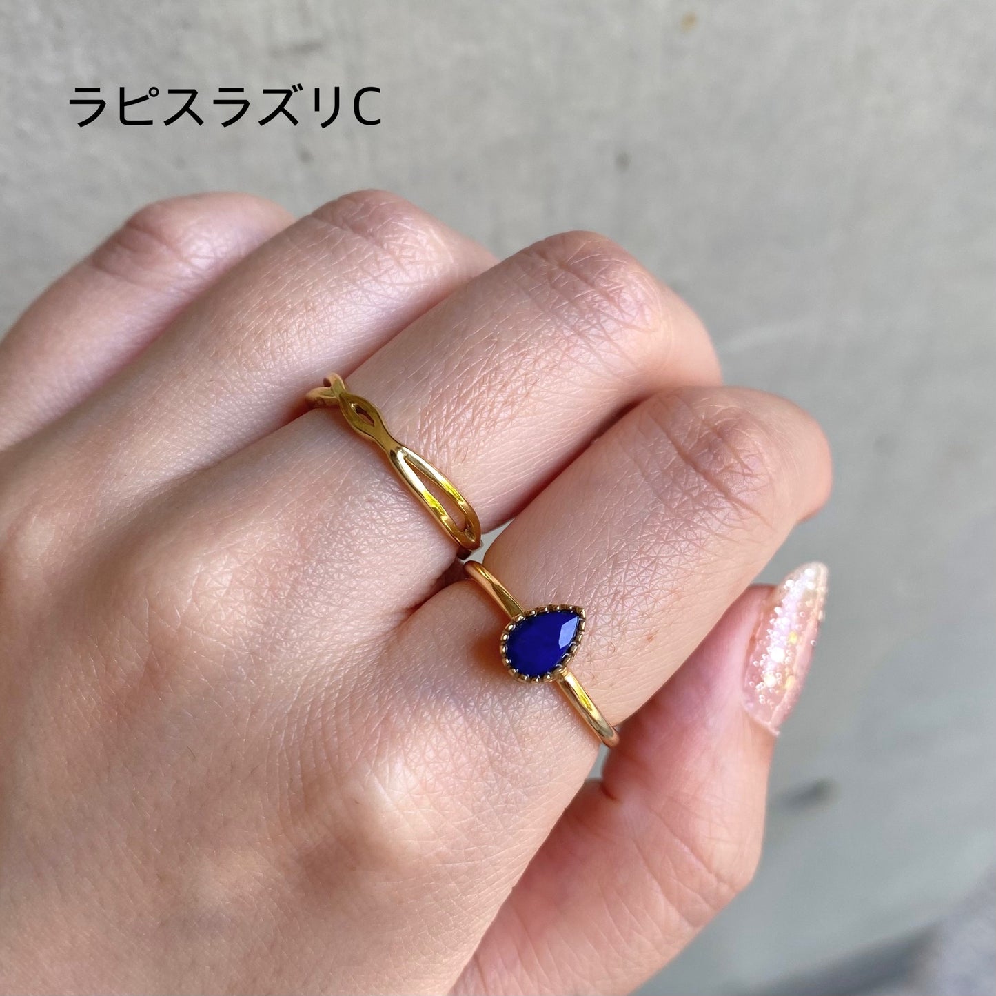 Brass petit ring〈blue2〉