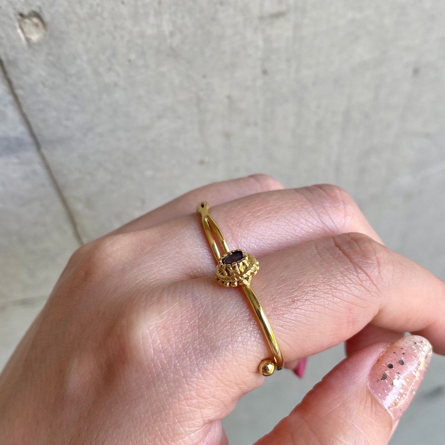 Brass petit ring〈blue1〉