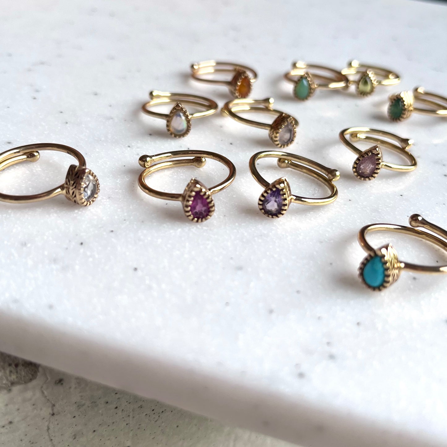 Brass petit ring〈drop〉
