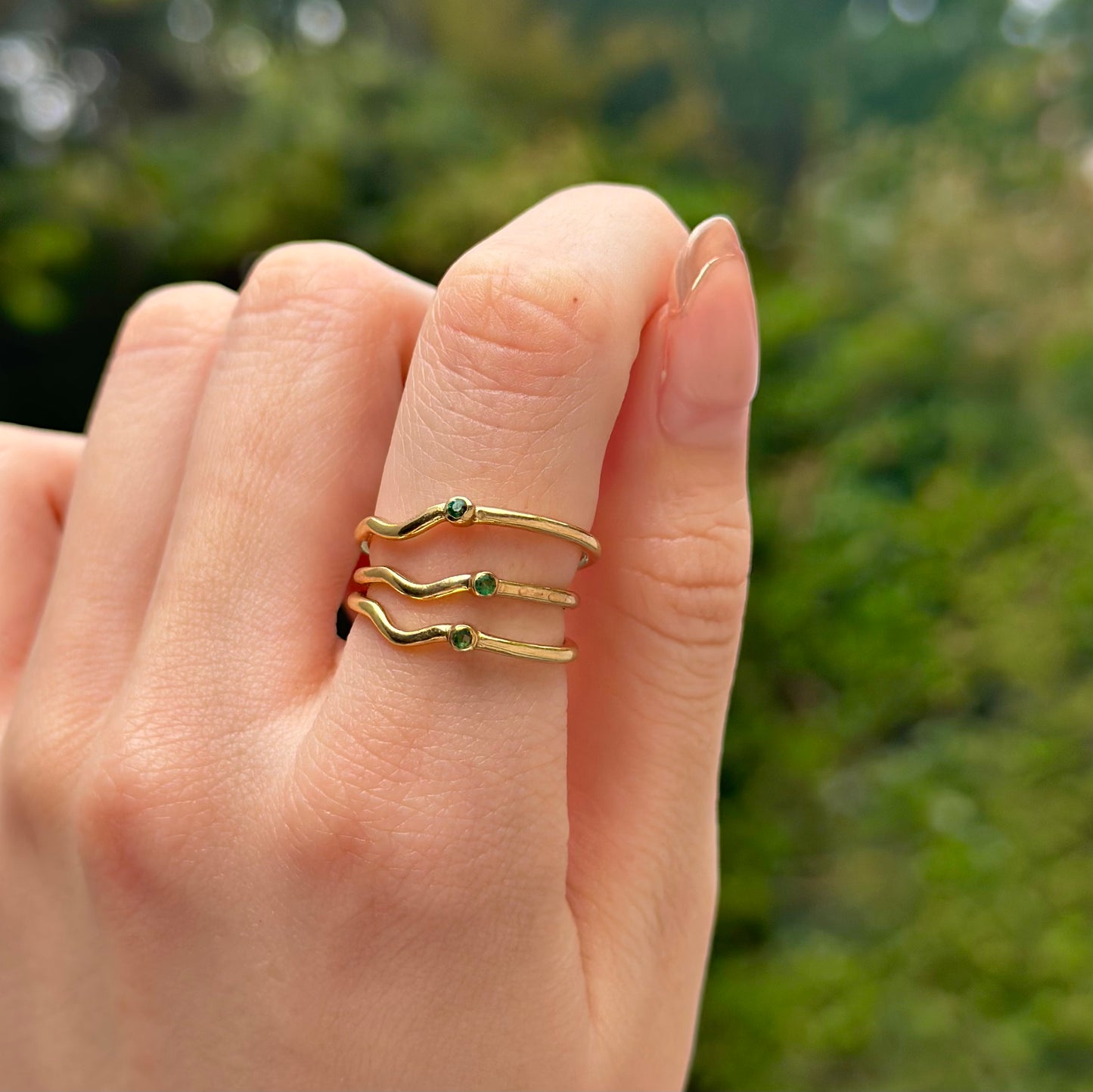 Brass petit wave ring