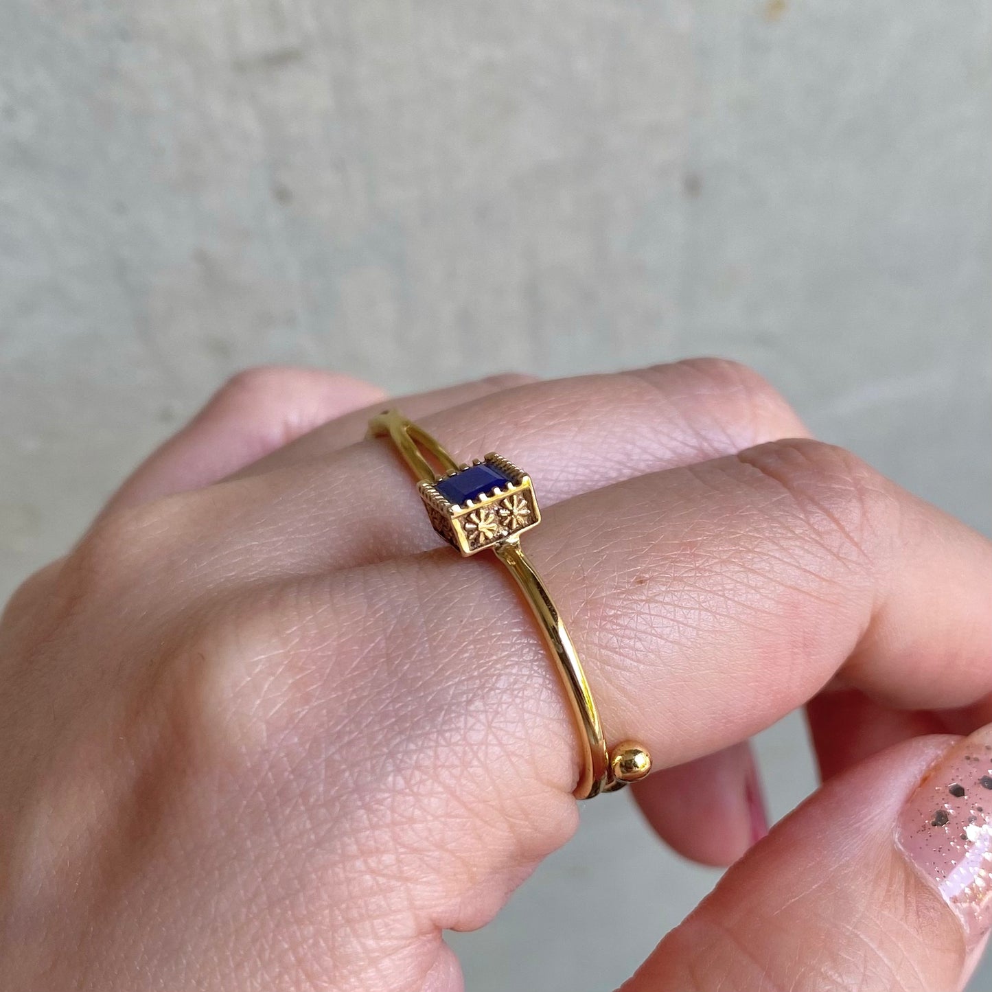 Brass petit ring〈blue2〉