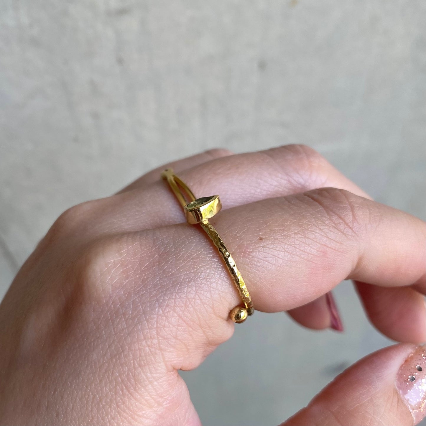 Brass petit ring〈green〉